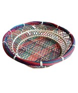 Colorful Woven Wicker Basket 3 Inch Tall 11 Inch Wide Red Green Purple F... - $156.94 MXN