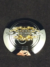 1995-2006 Harley Davidson Chrome Gas Fuel Cap TOP Badge Emblem with Flames READ - £9.59 GBP
