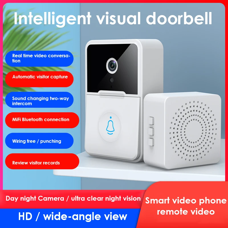 House Home Smart Wireless Remote Video Wifi Rechargeable Security Door Doorbell  - £34.62 GBP