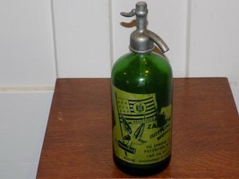 Vintage Zarro Bottling Works Green Glass Seltzer Bottle Patterson, NJ - $1,601.92 MXN