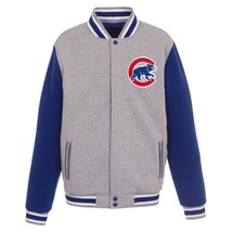 New Mens Cubs 2-tone Reversible Fleece Jacket Baseball - Gray/Royal Blue - $89.90