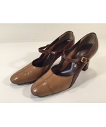 Vintage Jacques Laurenz Heels Made In Spain - Brown &amp; Tan 8.5 8-1/2 Leather - £39.32 GBP