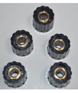 Lot of 5 NOS ELMA 3.65mm Shaft Dia - Round Black Knobs 21mm Diameter 020... - $16.82