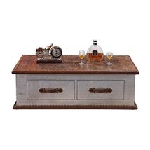 Vintage Industrial Aviation Coffee Table  Metal &amp; Leather Trunk-Style S... - $2,499.00