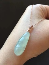 Natural Highly-translucent Myanmar Pale Green Jadeite Jade Bean Pendant - $2,963.75 MXN