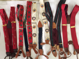 Vtg LOT  5 Suspenders Cole Haan Brooks Bros leather brass hot air balloo... - £59.13 GBP