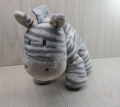 Baby Gund Zeebs Zebra Grey White Striped Plush Satin mane Stuffed Animal... - $10.39