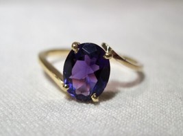 14K Yellow Gold Ladies Amethyst Ring 7x9mm 1.86 TCW Size 7 3/4 K470 - £259.75 GBP