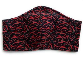 Red Thai Serrano Chili Pepper Face Mask, Spicy Hot Tamale Black, 100% cotton clo - £13.06 GBP