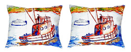 Pair of Betsy Drake Rusty Boat No Cord Pillows 16 Inch X 20 Inch - £63.30 GBP