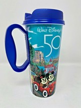 Disney Parks WDW 50th Anniversary Resort Refillable Mug Blue Lid Mickey Minnie - £23.65 GBP