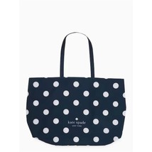 Kate Spade Large Reusable Foldable Black Polka Dot Canvas Tote Bag - $24.75