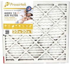 Proairtek AF20201M13SWH MERV13 20x20x1 Air Filter, Residential &amp; Commerc... - £11.18 GBP