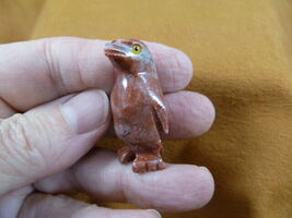 (Y-PEN-36) red gray PENGUIN carving SOAPSTONE PERU FIGURINE stone snow bird - $8.99