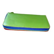 Green Multicolor Rainbow Faux Leather Zip Around Clutch Wallet - £18.14 GBP