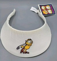 Vintage 1990&#39;s Embroidered Garfield Golfing White Adult Visor, New with ... - £12.99 GBP