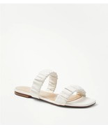 Ann Taylor Leather Ruched Flat Sandal Slide Winter White Size 8  - $80.00