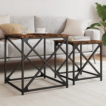 Nesting Coffee Table Set of 2 Smoked oak Engineered wood and metal - $2,691.07 MXN