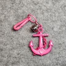 Vintage 1980s Plastic Bell Charm Pink Ship Anchor For 80s Charm Necklace - $15.00