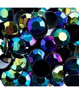 John Bead Acrylic Round Flat Back Rhinestones 12mm (ss50) Black AB 400pc... - $21.26