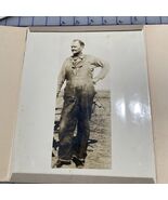 Vintage Photograph Man In Overalls Red Hawk Hawk Brand 1940s 8x10 - $9.38