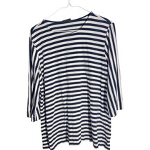 J.Jill Wearever Collection Navy White Striped Top Size L - $346.38 MXN