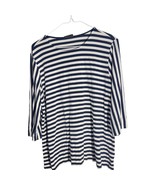 J.Jill Wearever Collection Navy White Striped Top Size L - $346.38 MXN