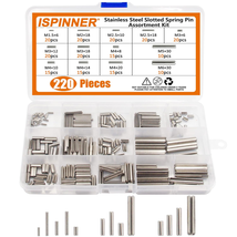 ISPINNER 220Pcs Roll Pin Set, Stainless Steel Slotted Spring Pin Assortment Kit  - £15.68 GBP