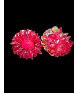 Vintage Hobé Hot Pink Beaded Cluster Clip-On Earrings 1950s Aurora Borealis - €69,39 EUR