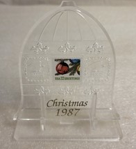 Rare USPS 1987 Christmas Greetings Stamp Preserved Plaque w/ Stand Bell ... - £12.31 GBP