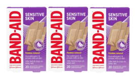 Band Aid Brand Adhesive Bandages for Sensitive Skin, Assorted, 20 ct 3 Pack - £14.79 GBP