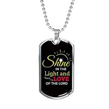 Let God&#39;s Light and Love Shine Necklace Stainless Steel or 18k Gold Dog Tag w 24 - £34.79 GBP