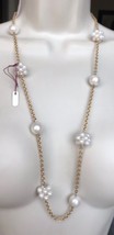 TRIFARI signed faux PEARL and Gold-Tone Vintage NECKLACE - 30 inches long - £35.84 GBP