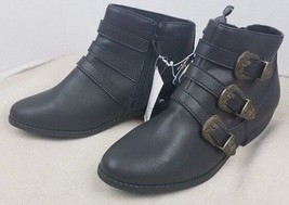 Brand New Girl&#39;s Art Class Blanche Buckle Side Zipper Black Ankle Boots NWT - $33.80