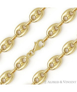 9.4mm Puff Mariner Gucci Link 925 Sterling Silver 14k Gold-Plated Chain Necklace - $168.29 - $303.77