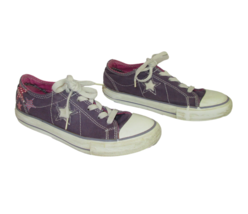 Converse All Star Shoes Sneakers Purple Girls Size 3 Canvas Low Top Athletic - £9.59 GBP