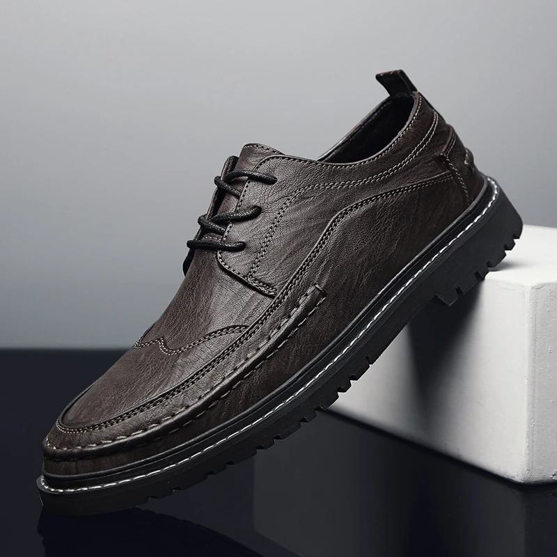 Business Men&#39;s Casual Shoes Luxury British Man Flats Social Shoe Leather... - £56.43 GBP