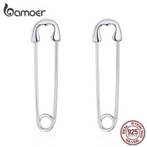 Authentic 925 Sterling Silver Happy paper clip Stud Earrrings for Women ... - £11.24 GBP