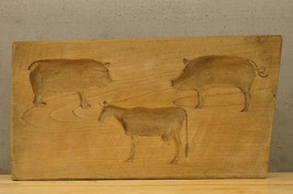 Vintage Folk Art Primitive Maple Sugar Hand Carved Farm Animal Mold Cow Pig - £136.22 GBP