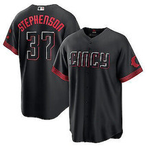 Tyler Stephenson #37 Cincinnati Reds City Connect Black CoolBase Stitched Jersey - $46.53+