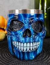 Ebros Legendary Thor Blue Lightning Thunder Bolt Skull Face Coffee Mug Cup 14oz - £20.95 GBP
