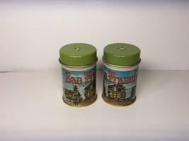 San Francisco Metal Tin Can Souvenir Salt &amp; Pepper Shakers Vintage Unused - £14.20 GBP