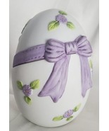 1988 Lefton Hand Painted Bisque Porcelain Easter Egg Trinket Box Purple ... - £7.99 GBP