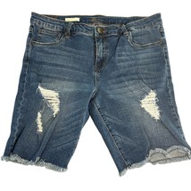 KUT from the Kloth Sophie Bermuda Denim Shorts Distressed Frayed Hem Siz... - $20.00
