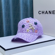 Little Fragrance Cap Female Rhinestone Flower Baseball Cap Shade Hat - £14.58 GBP