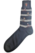 Punto Italian Dress Socks Egyptian Cotton Navy Gray Stripe Christmas Holiday  - $24.38