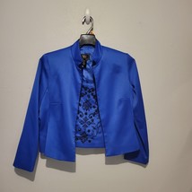 Sandra Darren Womens Blazer Size 10P Jacket and Sleeveless Top Blue 2 Piece - £14.59 GBP
