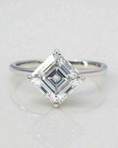925 Sterling Silver 3Ct Asscher Simulated Diamond Solitaire Engagement Gift Ring - £84.03 GBP