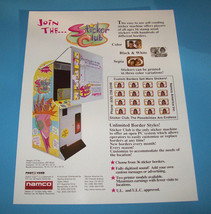 Sticker Club 1996 Original Nos Arcade Vending Machine Flyer Vintage Retro - £10.40 GBP