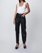 We Wore What dani boyfriend leather pants in BLACK - £75.47 GBP